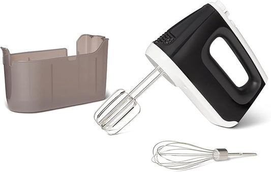 Amazon Basics 6-Speed Electric Hand Mixer with Turbo and Stainless Steel Whisk, Snap-On Storage Case, 250 Watts, Black