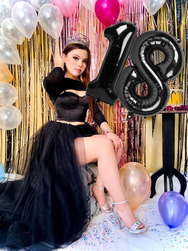 18 Balloon Numbers, Numbers 18 Balloons 40 In, 18th Birthday Decorations for Boys Girls, 81st Black Birthday Big Party Decorations for Engagement, Celebration Party, Graduations