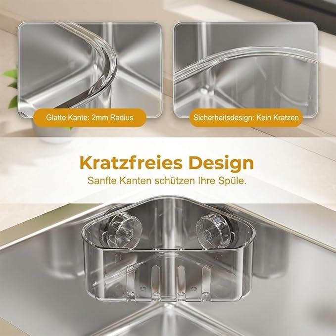2026 New Sponge Holder for Kitchen Sink, Sink Sponge Caddy Organizer with Suction Cups, Kitchen Storage Rack Organizer Accessories for Dish Brush, Scrubber (Square)(Square)