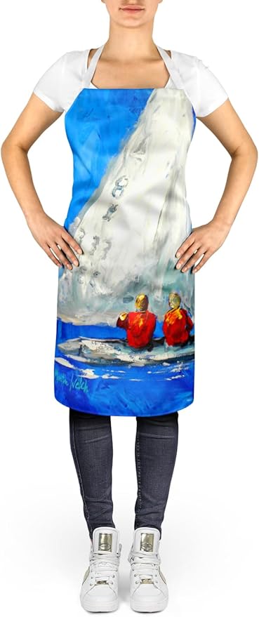 Caroline's Treasures Twos Company Sailboat Apron Cooking Kitchen Server Baking Crafts Gardening for Adult Women Men, Unisex, Large, Multicolor