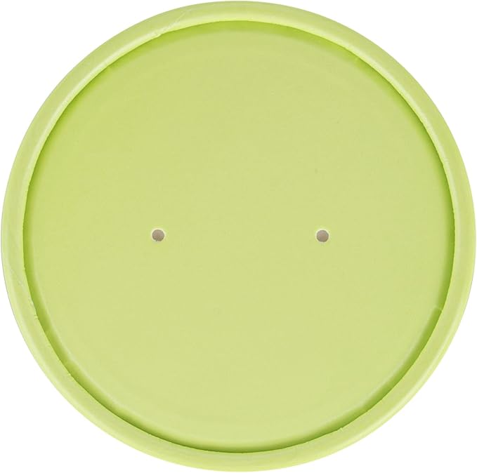 Restaurantware-LIDS ONLY: Bio Tek Lids For 8/12 Ounce Soup Containers, 200 Vented Lids For Paper Soup Containers - Soup Cups Sold Separately, Microwavable, Green Paper Lids, Hot And Cold Foods