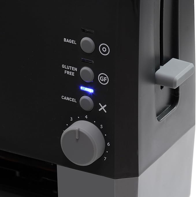 West Bend QuikServe Toaster, 2-Slice Wide-Slot Slide-Through Bread Toaster with Bagel and Gluten-Free Settings and Cool-Touch Exterior Fast Toasting, Includes Removable Serving Tray, 1400-Watts, Black