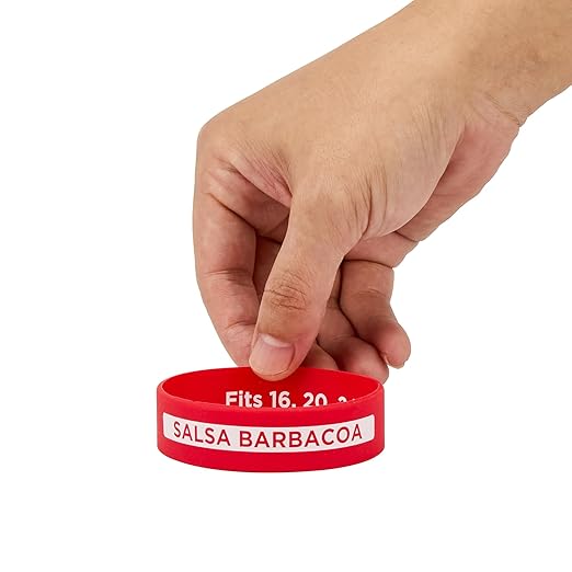 Restaurantware Silicone Squeeze Bottle Band 10 Count 2.75 Inch Dishwasher Safe Condiment Identification Band, BBQ Red Non-Slip Label Band for Condiment Labeling at Restaurants, Food Trucks