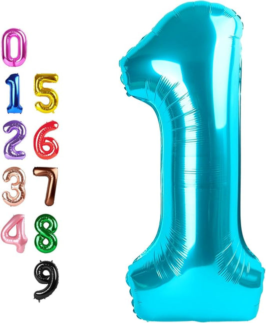 Balloons Number for First Birthday, 1 Balloon Numbers 40 Inch, Light Blue for Baby Shower, Big Baloon for 1 11 12 13 16 18 21 Birthday Wedding Anniversaries Party