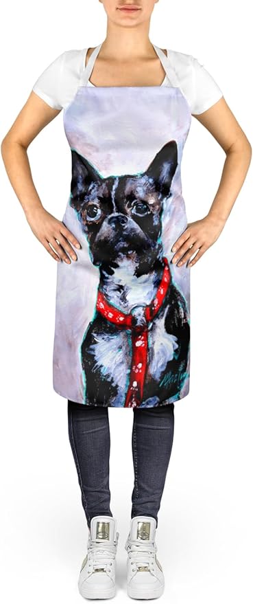 Caroline's Treasures Boston Terrier Ziggy Apron Cooking Kitchen Server Baking Crafts Gardening for Adult Women Men, Unisex, Large, Multicolor