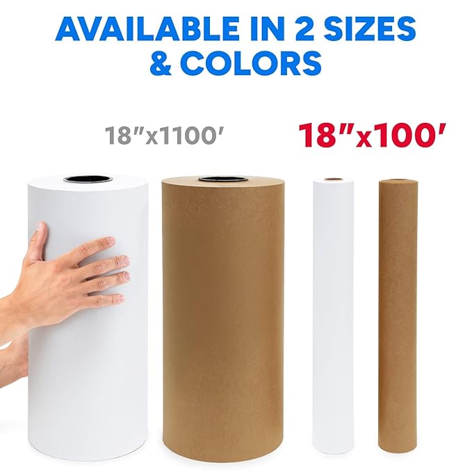 18" x 1200" (100') Made in USA White Freezer Paper Roll – Moisture-Resistant Wrap, Prevents Freezer Burn, Keeps Meat Fresh for up to 1 year – Plastic Coated Paper for Meat, Fish, and Poultry