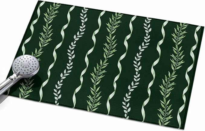 Area Rug 2x3ft, Botanical Leaves Green Ribbons Washable Rugs for Living Room Bedroom, Summer Foliage Plant Soft Non-Slip Area Rugs Rectangle Floor Carpet for Dining Room