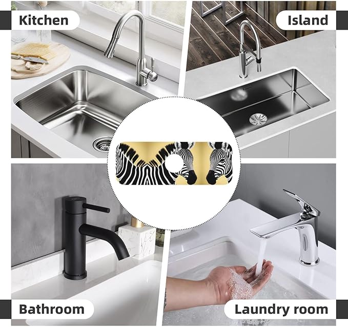 Black and White Zebra Printed Faucet Absorbent mat, Suitable for bathrooms, Kitchens, and Other Sink Areas.