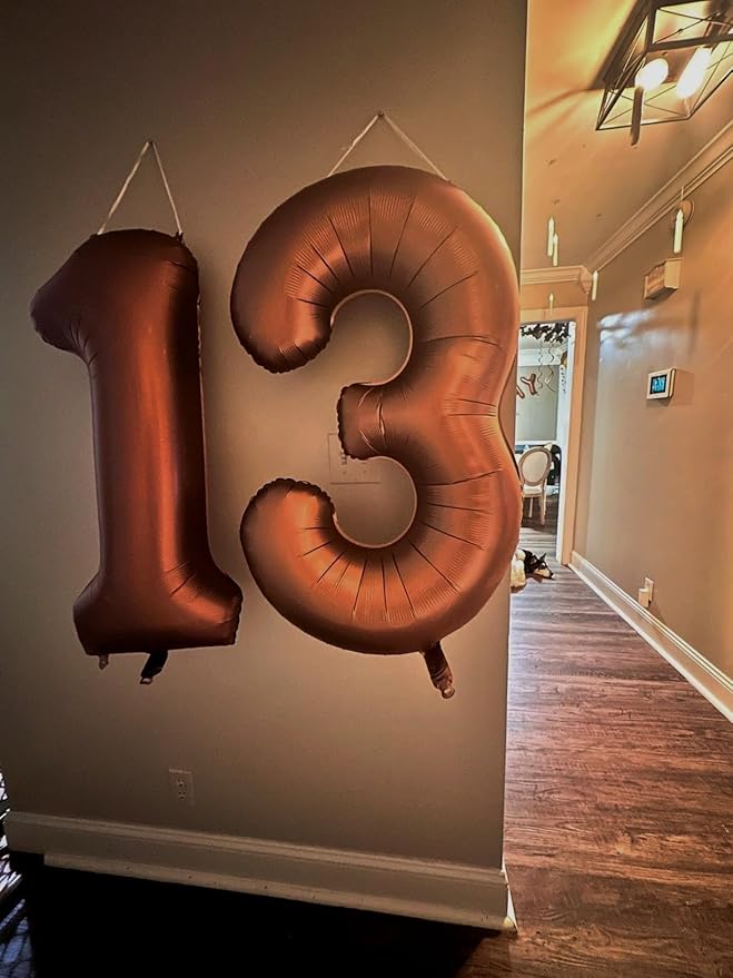 40 Inch Numbesr 3 Balloon, Three Coffee Brown Happy Birthday Balloons for Girls Boys Babies, Number Balloons for 3 13 23 30 Wedding Bridal Shower Anniversaries Party