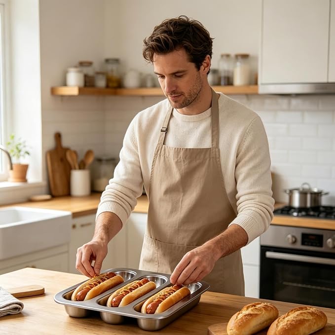 Bread Baking Pan, Baguette Mold Set, Nonstick Fixture with Balanced Grip, Perforated Tray with Consistent Utility, 0.79x9.84x1.18 inches Kitchen Organizer, Outdoor Accessory for Cooking Routine