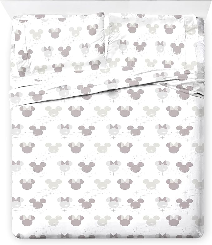 Jay Franco Disney Mickey Mouse & Minnie Mouse Queen Size Comforter Set - 7 Piece Bedding Includes Sheet Set & Pillow Covers - Super Soft Cozy Bedding