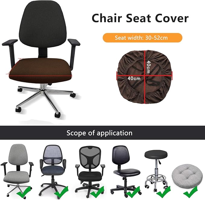 Newfashion Office Chair Seat Cover Universal Fit Stretch Washable Slipcover Protector for Desk Swivel Computer Chair (Coffee)