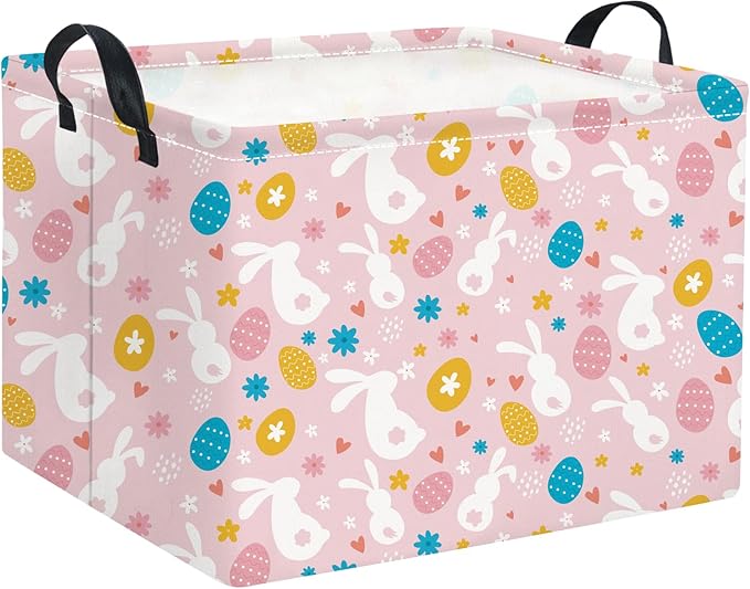 HIYAGON Rectangular Easter Basket for Kids Baby Easter Basket for Boys and Girls Cute Toy Storage Organizer Bin Box Room Decor(Easter Baskets)