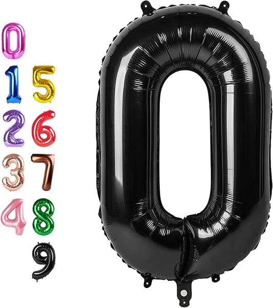 Balloon Numbers 40 Inch Big 0 Black Balloon Numbers for Birthday Decoration, Baloon for 10 20 30 40 100 2025 Graduation Decor Wedding Anniversaries Party