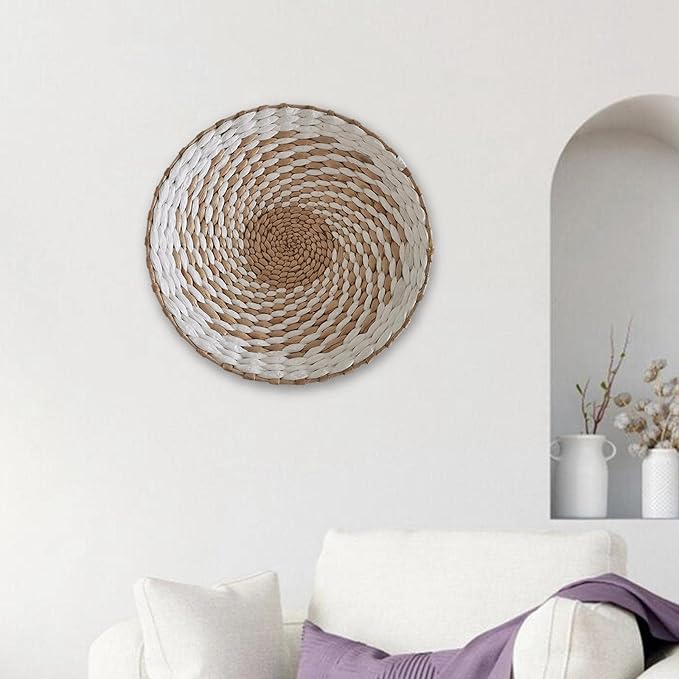 Duiaynke Woven Decor, Hanging Baskets Unique Tapestry for Hallway Bedroom Living Room Home Decorations (White 20cm)