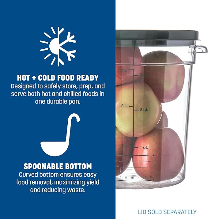 Carlisle FoodService Products Storplus Round Food Storage Container with Stackable Design for Catering, Buffets, Restaurants, Polycarbonate (Pc), 4 Quart, Clear