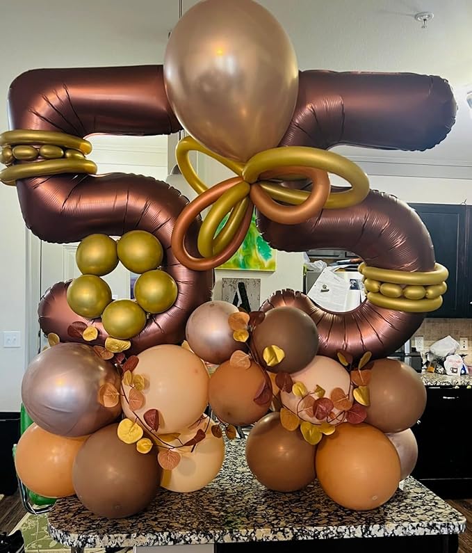 Number 0 Balloons 40 Inch Coffee Brown Number Balloons for 10 20 30 40 50 60 70 80 90 100 Numbers Balloon Birthday Decorations Wedding Event Baby Shower