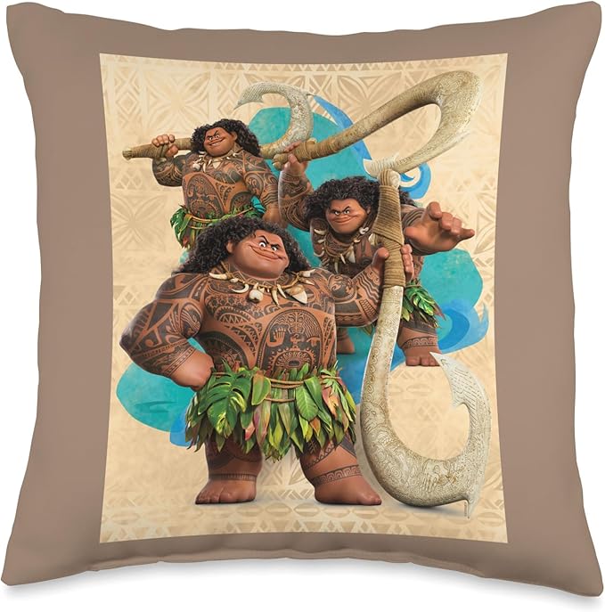 Disney Moana 2 Maui with Fish Hook Heroic Pose Trio Throw Pillow