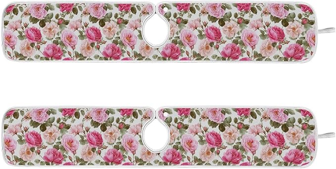 Kitchen Faucet Absorbent Mat,Pink Rose Flower Floral Water Splash Guard for Sink, Faucet Drip Catcher Thicken Sponge Microfiber Faucet Water Catcher Mat Sink Absorbent Mat for Kitchen 14x5in 2 Pack