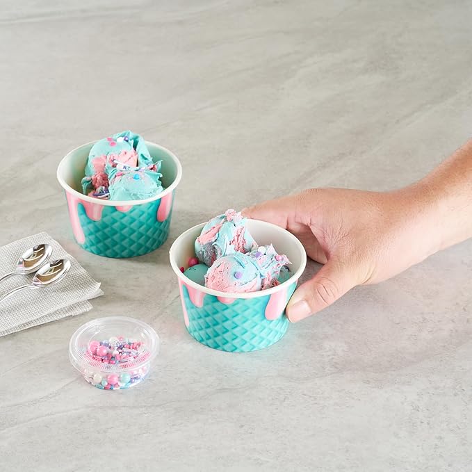 Restaurantware Ice Cream Cups 200 Pack of 8 oz Leak-Resistant Disposable Dessert Bowl Frozen Yogurt Cup Round Paper Container For Cold And Hot Desserts