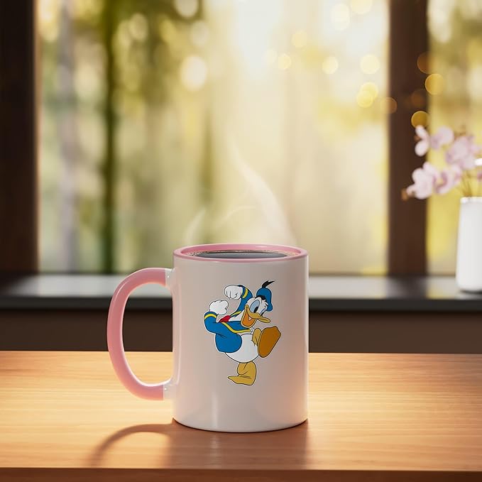 Disney Donald Duck Ready To Go Ceramic Mug, Pink/White