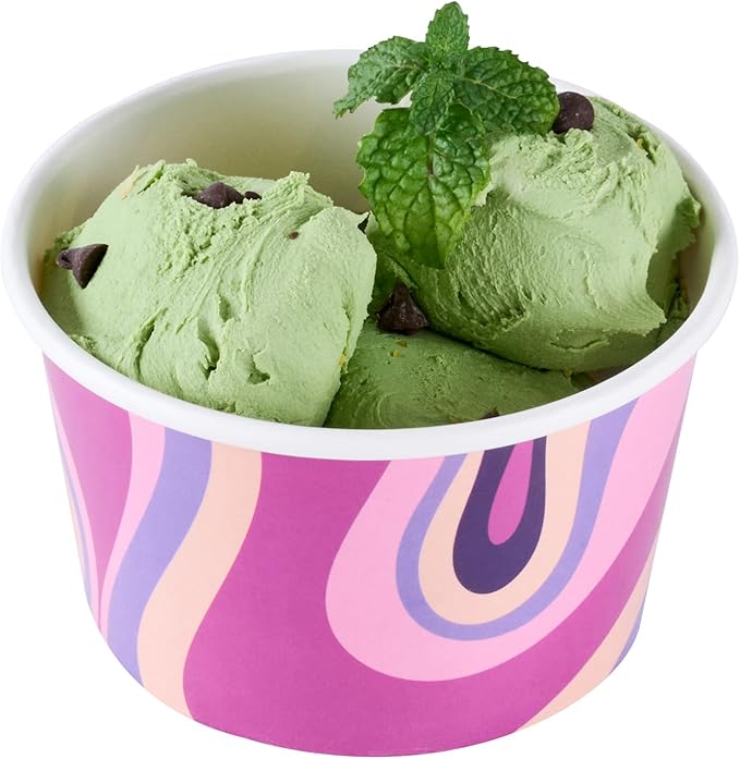 Coppetta 8 Ounce Dessert Cups, 50 Greaseproof Ice Cream Cups - Lids Sold Separately, For Hot And Cold Foods, Midnight Groove Paper Yogurt Bowls, Disposable, Sturdy - Restaurantware