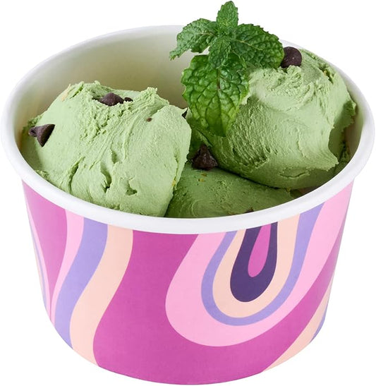 Coppetta 8 Ounce Dessert Cups, 50 Greaseproof Ice Cream Cups - Lids Sold Separately, For Hot And Cold Foods, Midnight Groove Paper Yogurt Bowls, Disposable, Sturdy - Restaurantware