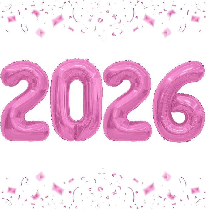 2026 Balloons, 40 Inch 2026 Number Balloons Pink 2026 Balloon Large Foil New Year Balloon Numbers 2026 Mylar Baloons for Birthday Christmas Graduation New Years Eve Party Supplies Decorations