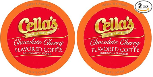 Cella's Chocolate Cherry Coffee Pods Compatible with Keurig K Cup Brewers,Medium Roast Flavored Coffee,Smooth Serve Pods for Home and Office,40 Count (Pack of 2)