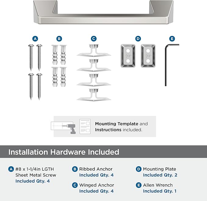 Amerock Blackrock Polished Nickel 9 inch (229mm) Towel Bar, BH36005PN