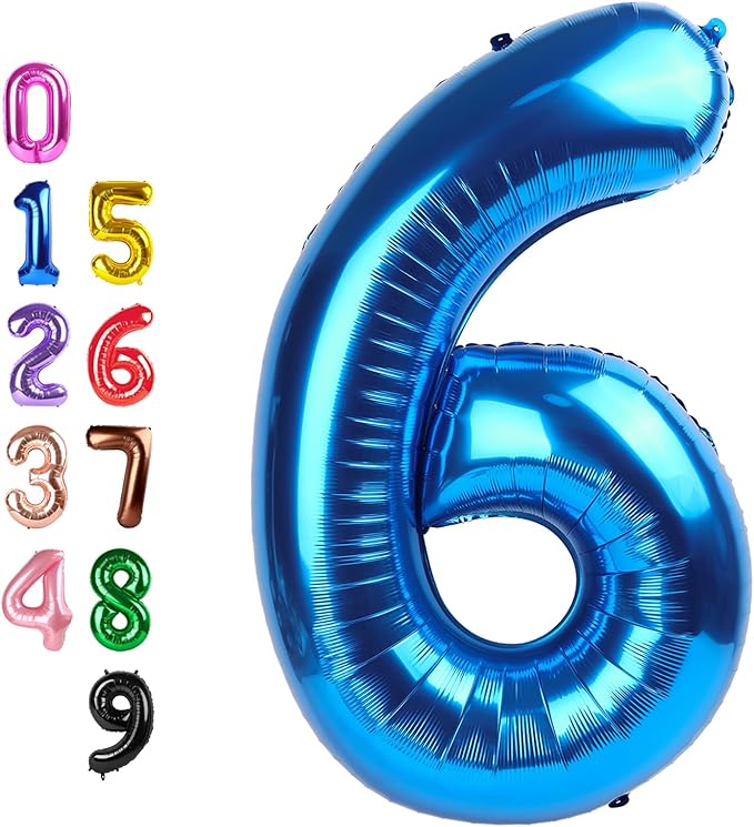 Dark Blue Number 6 Balloon Balloons, Happy Birthday Decoration for 6th, 40 Inch Six Number Balloons for 6, 16, 26, 60, 2026 Wedding Anniversaries Singles Party, 2026 New Years Eve Party