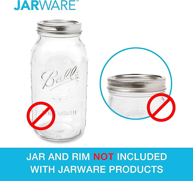 Jarware Spice Lids for Regular Mouth Mason Jars, Set of 2, Black and White