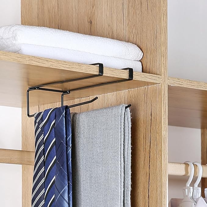 Free-Punch Wall-Mounted Paper Towel Holder Black Kitchen Cabinet Tissue Storage Rack Practical Under Cabinet Organizer for Home and Commercial Use