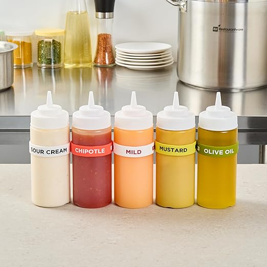 Restaurantware Silicone Squeeze Bottle Band 10 Count 2.75 Inch Dishwasher Safe Condiment Identification Band, Mild White Non-Slip Label Band for Condiment Labeling at Restaurants, Food Trucks