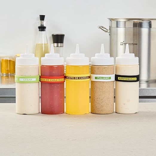 Restaurantware Silicone Squeeze Bottle Band 10 Count 2.75 Inch Dishwasher Safe Condiment Identification Band, Canola Oil Yellow Non-Slip Label Band for Condiment Labeling at Restaurants, Food Trucks