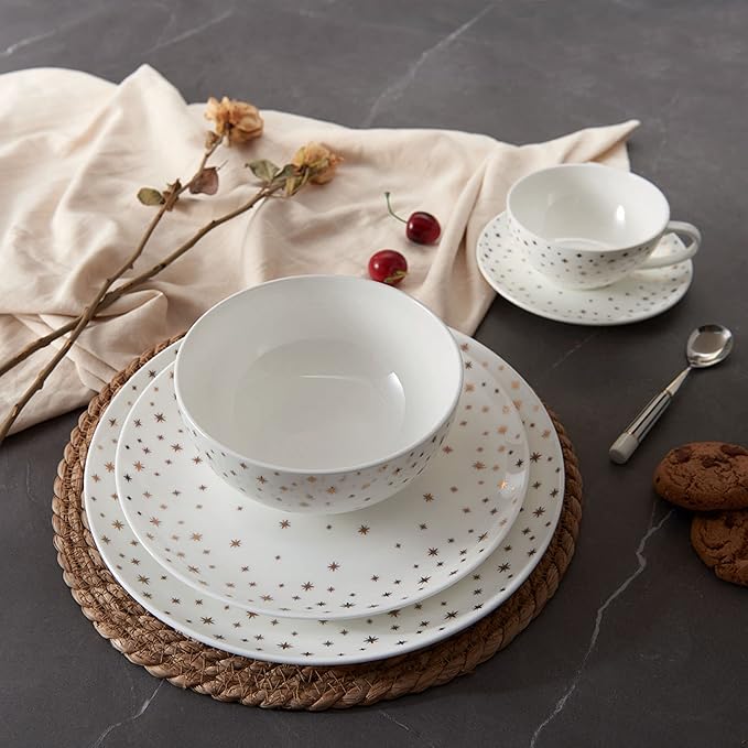 Mikasa Millie Gold Metallic Set of 4 Dinner Plates, 10.5 Inch