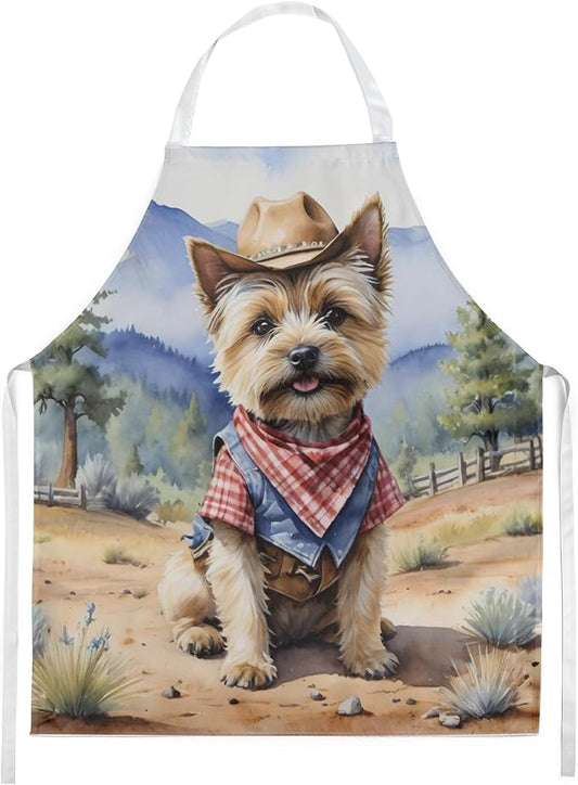 Caroline's Treasures Cairn Terrier Cowboy Welcome Apron Cooking Kitchen Server Baking Crafts Gardening for Adult Women Men, Unisex, Large, Multicolor