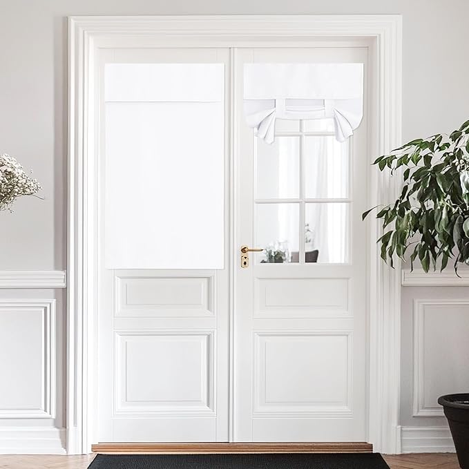 NICETOWN Blackout Door Curtains 48 inches Long - Thermal Insulated Light Block Privacy French Door Sidelight Double Door Curtain Tricia Window Shades, 34 x 48 inch, 1 Panel, Pure White