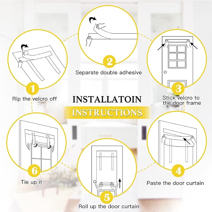 NICETOWN Linen Door Curtain for Window, Farmhouse French Door Curtain Shade for Kitchen Bathroom Thermal Insulated 100% Blackout Tie Up Shade for Patio Sliding Glass, 1 Panel, Natural, 26" x 72"