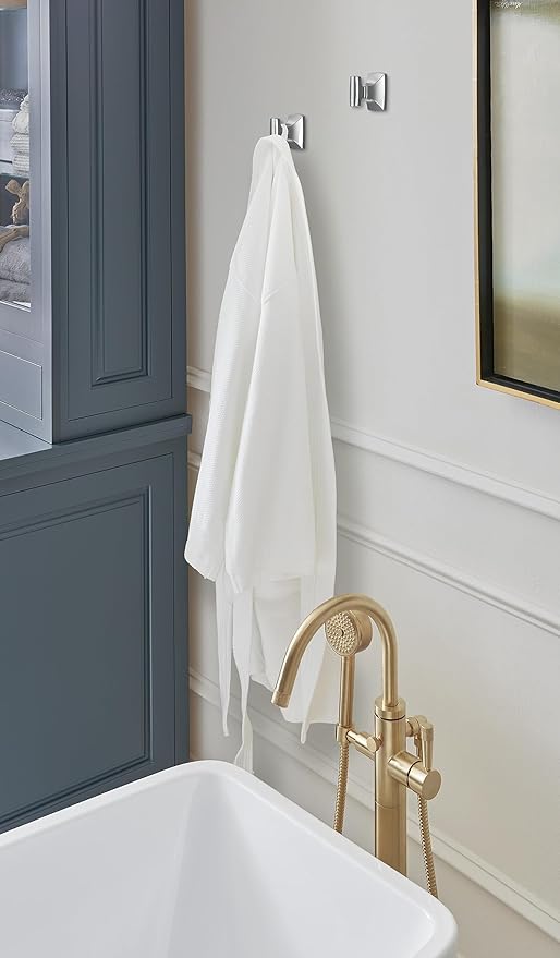 Amerock BH36010PN | Polished Nickel Single Robe Hook | 2-5/8 in. (67 mm) Length Towel Holder | Highland Ridge | Towel Hook for Bathroom | Bathroom Hardware | Bath Accessories