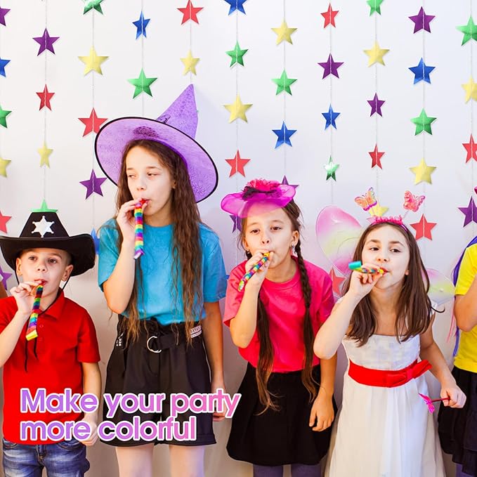 Patelai 130 Feet Glitter Star Garland Banner 2026 Party Decoration Double Side Star Hanging String Streamer Paper Twinkle for Graduation Wedding Birthday (Green,Blue,Purple,Red,Gold)