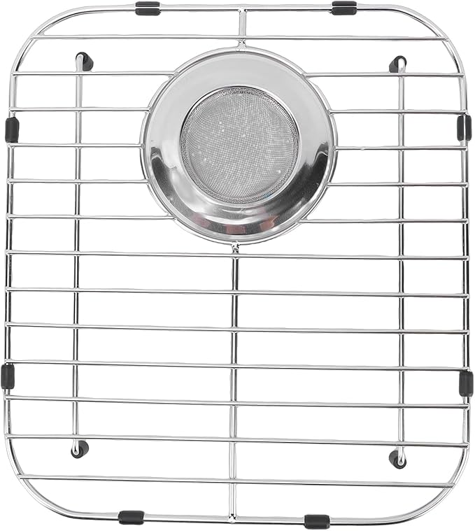 Stainless Steel Kitchen Sink Grid, 13.12x11.81in Sink Protector, Dish Drainer Cooling Rack with Hollow Design for Fast Drying, Ideal for 4.6 Inch Drain Hole