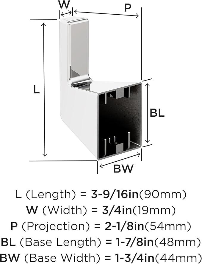 Amerock BH3600026 | Chrome Single Robe Hook | 3-9/16 in. (90 mm) Length Towel Holder | Blackrock | Towel Hook for Bathroom | Bathroom Hardware | Bath Accessories