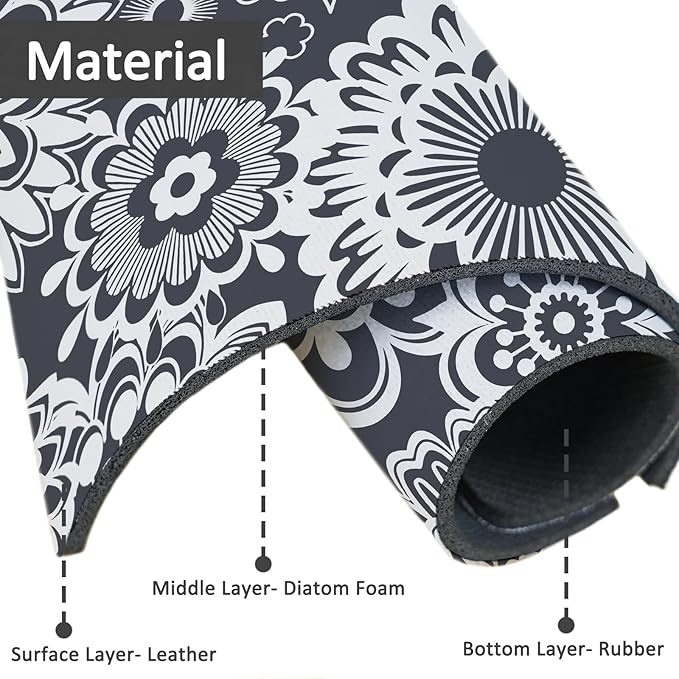 15" X 5.5" Kitchen Sink Splash Guard Faucet Mat Mandala Super Absorbent Fast Drying Faucet Guard & Draining Mat Sink Splash Guard Behind Faucet for Kitchen, Bathroom