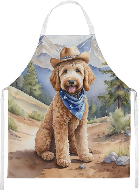 Caroline's Treasures Goldendoodle Cowboy Welcome Apron Cooking Kitchen Server Baking Crafts Gardening for Adult Women Men, Unisex, Large, Multicolor