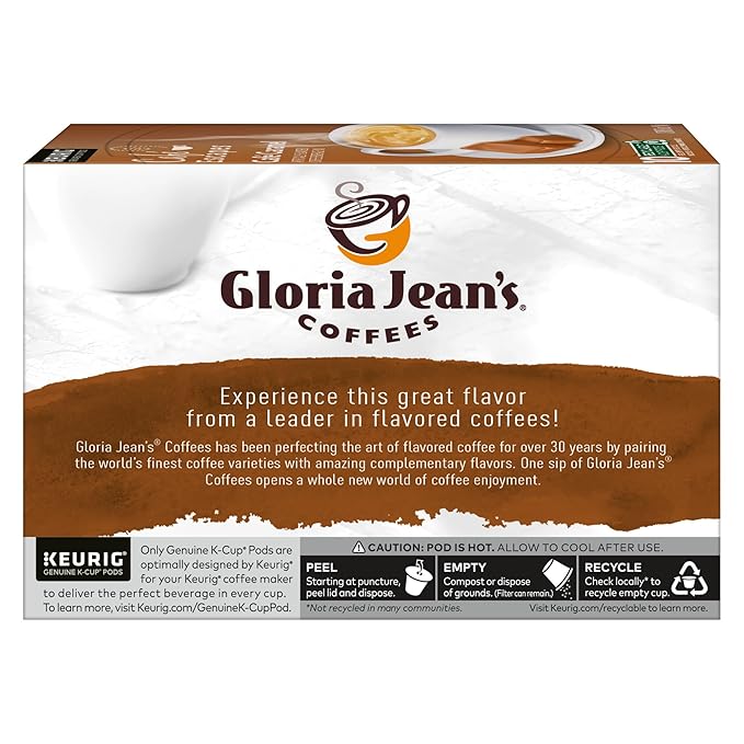 Gloria Jean's Hazelnut Keurig Single-Serve K-Cup Pods, Medium Roast Coffee, 60 Count (6 Packs of 10)