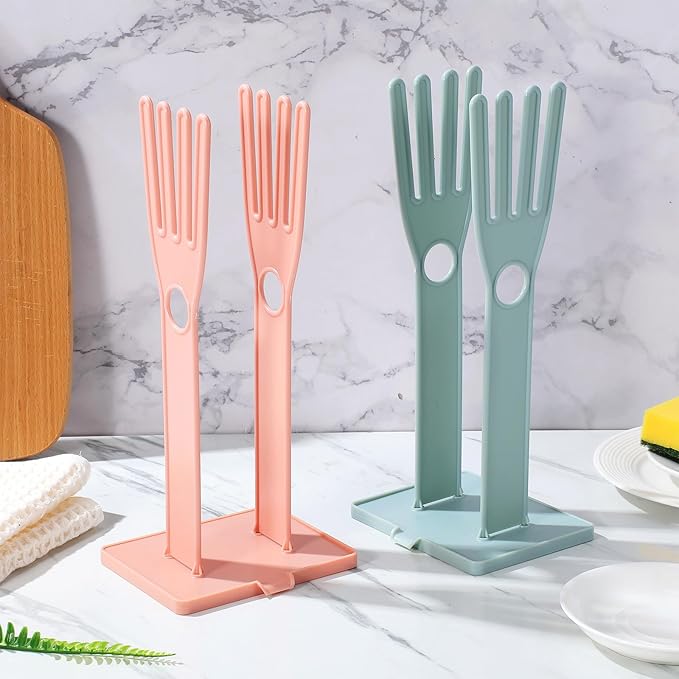 4pcs Kitchen Gloves Holder - Mitten Dryer Reusable Plastic Dish Washing Rack - Sink Holder Stand For Dish Gloves Rags Sponge Food Bag Organizer