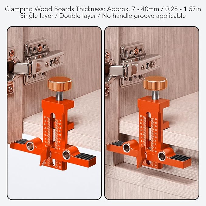 ViaGasaFamido Cabinet Door Mounting Fixture, Adjustable Aluminum Alloy Positioner for Installation of Cabinets, Kitchens and Bathrooms