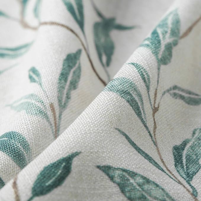 VOGOL Blue Valances for Windows, Lovely Leaf Print Window Shades Rod Pocket Kitchen Valances for Windows Farmhouse Cafe, 52 x 12, One Piece