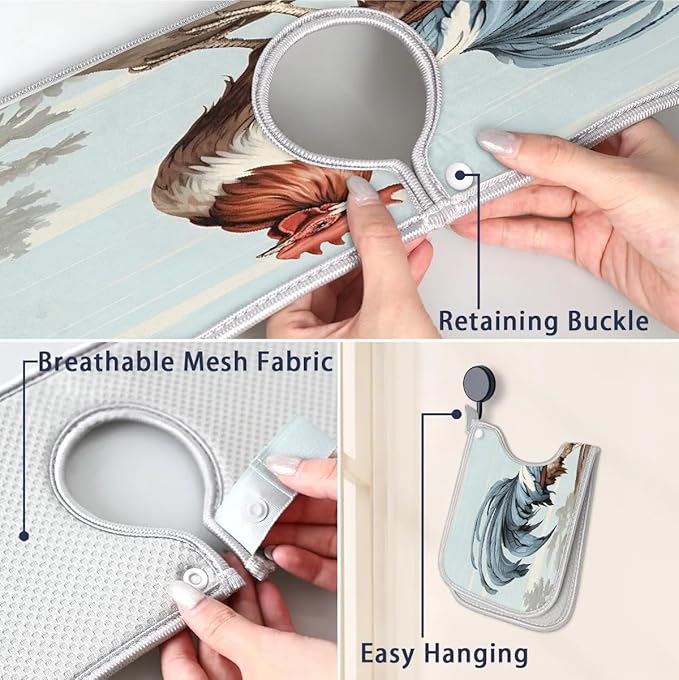 Animal Rooster Sink Mat for Kitchen Faucet Absorbent Microfiber Faucet Mat Washable Sink Water Splash Guard Drip Catcher for Faucet